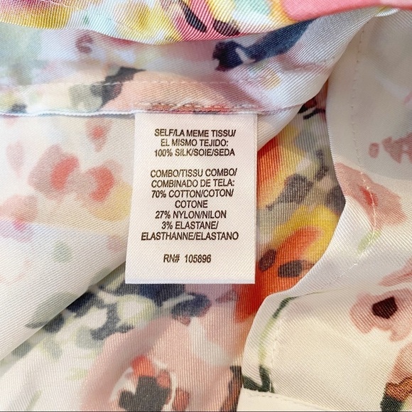 Worth Watercolor Floral Silk Stand Collar Blouse - Picture 5 of 13